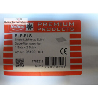 Helios Ersatzfilter 08190 für UltraSilence  Serie  ELF-ELS Dauerfilter  Pack mit 2 Filter