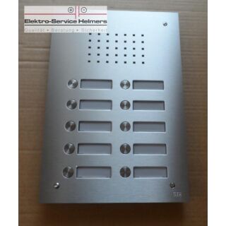 STR 14102-K  Austausch Türstation Audio TTR-K-10/2    
Frontplatte Edelstahl  10 Namenschilder und 10  runde 
Klingelknöpfe aus Edelstahl 
flächenbündig mit Frontplatte
